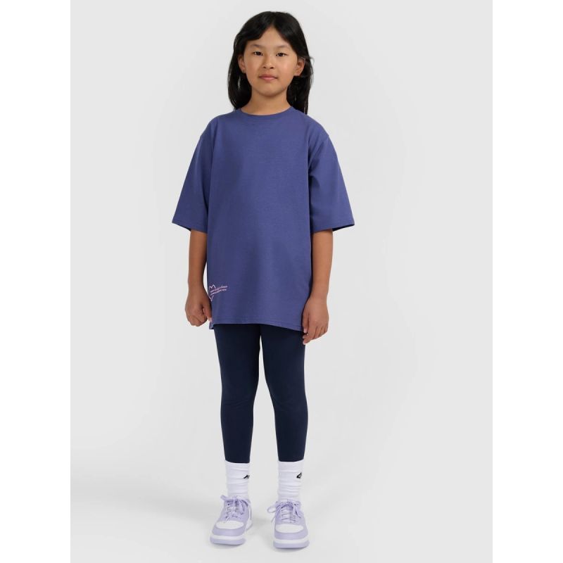 Oversized T-shirt with print for girls 4F 4FJRAW25TTSHF3187-33S *Kategoria tymczasowa Your Sports Performance
