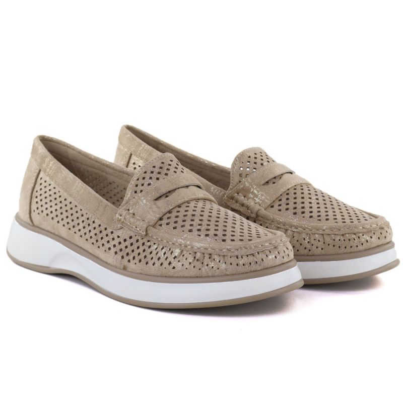 Women's openwork golden lords shoes Sergo Leone MK098H LEONE