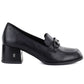 Women's leather lords shoes with heels, black, Vinceza 18116 Vinceza