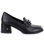 Women's leather lords shoes with heels, black, Vinceza 18116 Vinceza