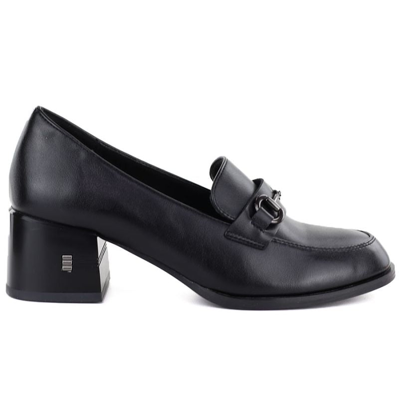 Women's leather lords shoes with heels, black, Vinceza 18116 Vinceza