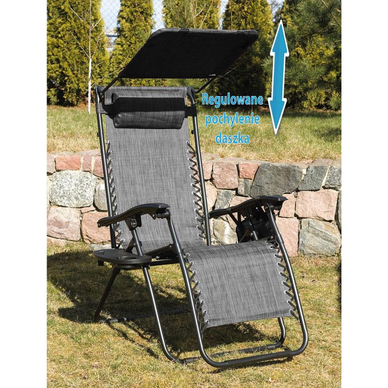 FOLDABLE GARDEN DECK CHAIR WITH CANOPY 173X52/65X110CM GRAY Home and Garden/Garden Your Sports Performance