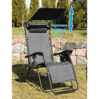 FOLDABLE GARDEN DECK CHAIR WITH CANOPY 173X52/65X110CM GRAY Home and Garden/Garden Your Sports Performance