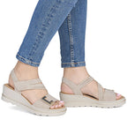 Women's beige wedge sandals Rieker 67410-62 Rieker