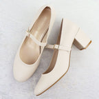 Nude low-heeled pumps with strap Sergio Leone PB176 Footwear Your Sports Performance