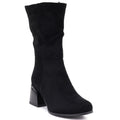 Women's short high-heeled boots in black suede Jezzi ASA269-7