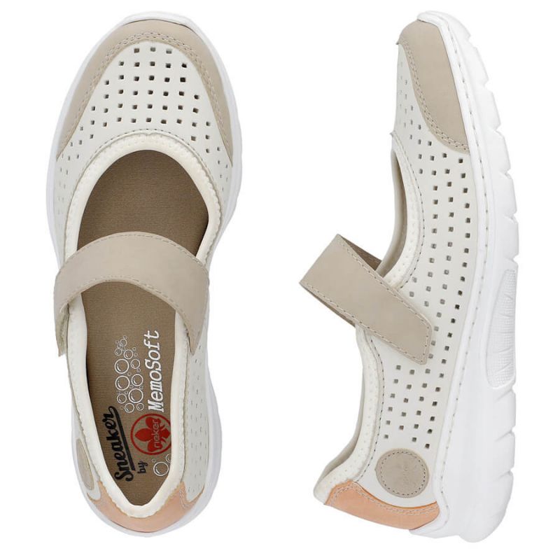 Comfortable Rieker W RKR575A openwork shoes, beige