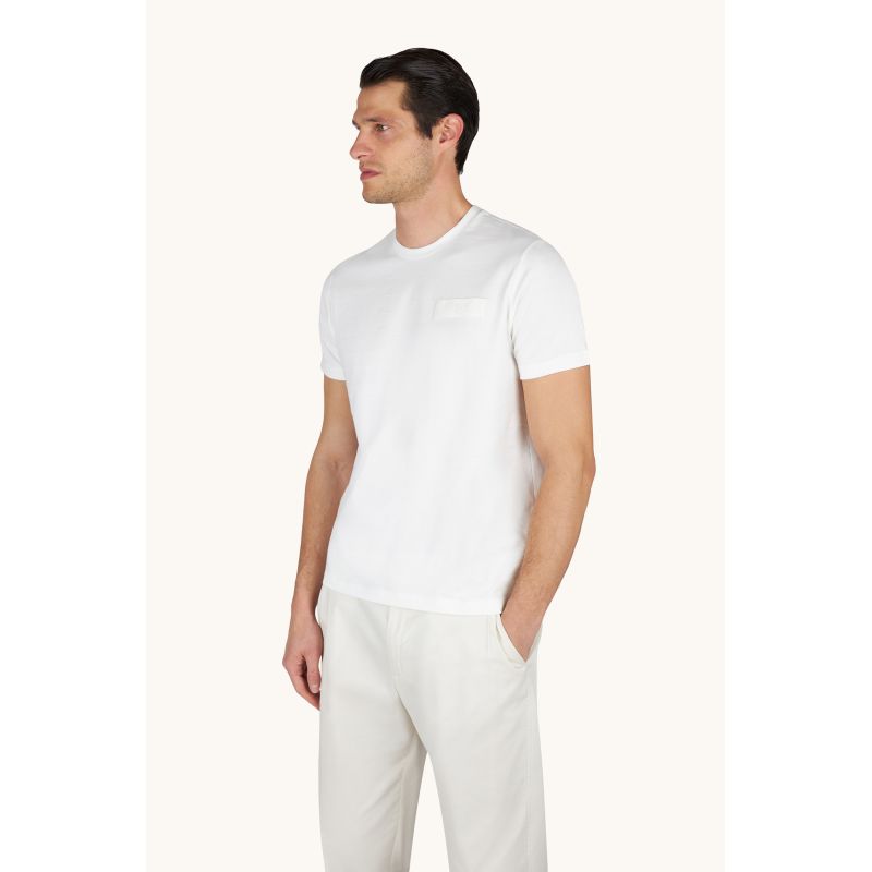 Paul&Shark men's cotton T-shirt light ecru 26411038-108 - classic cut, logo