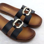 Women's slippers with decoration, black, Sergio Leone SK077H Footwear Your Sports Performance