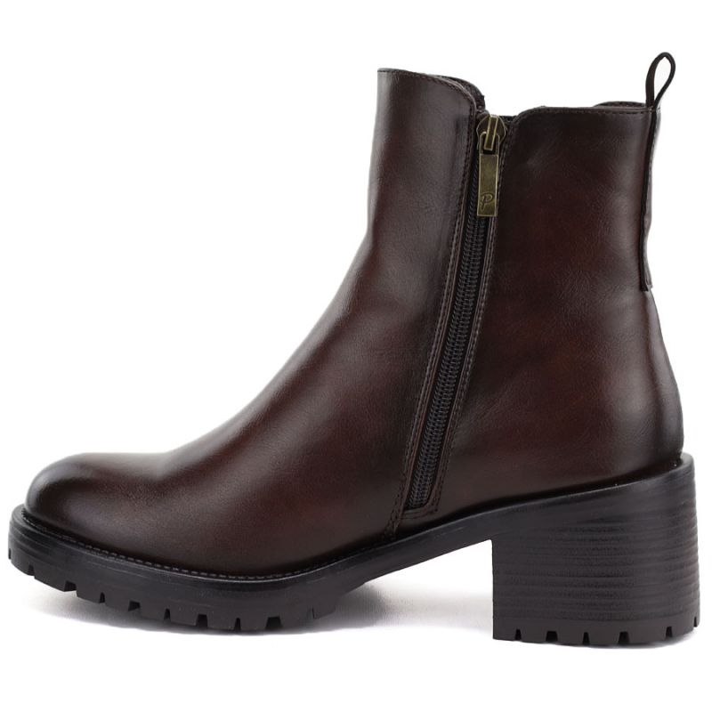 Women's ankle boots with a block heel, insulated, brown, Potocki SZ12742