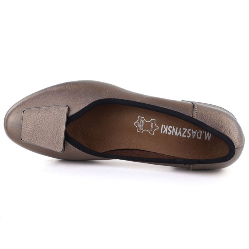 Comfortable gold women's block heel pumps M.Daszyński SA279-1 3 M. Daszyński