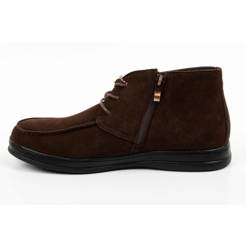 Lee Cooper men's elegant brown leather ankle boots with zipper