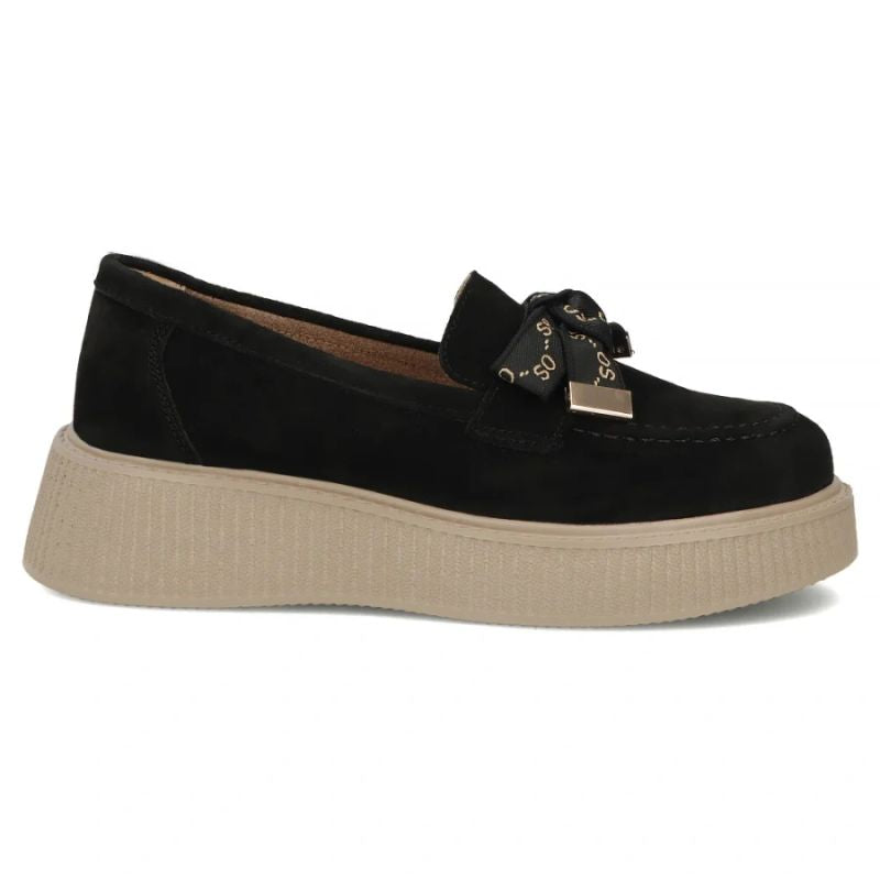 Women's leather suede platform shoes, black Filippo DP8293