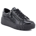 Women's patent leather platform shoes, black, Vinceza 133134