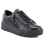 Women's patent leather platform shoes, black, Vinceza 133134