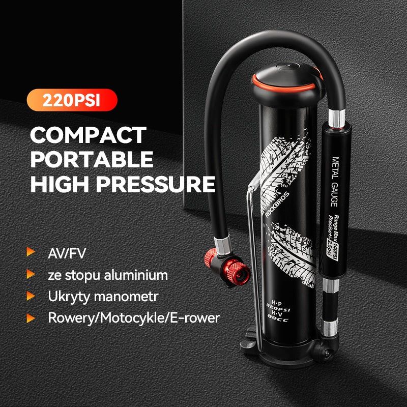 Rockbros Mini Folding Bike Pump 220PSI Rockbros/Akcesoria Rowerowe/Pompki Rowerowe Your Sports Performance