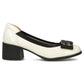 Beige patent leather pumps on a block heel Filippo DP6960 Filippo