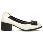 Beige patent leather pumps on a block heel Filippo DP6960 Filippo