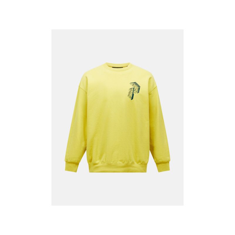 Men's PEAK PERFORMANCE M Terry Graphic Crew sweatshirt, yellow