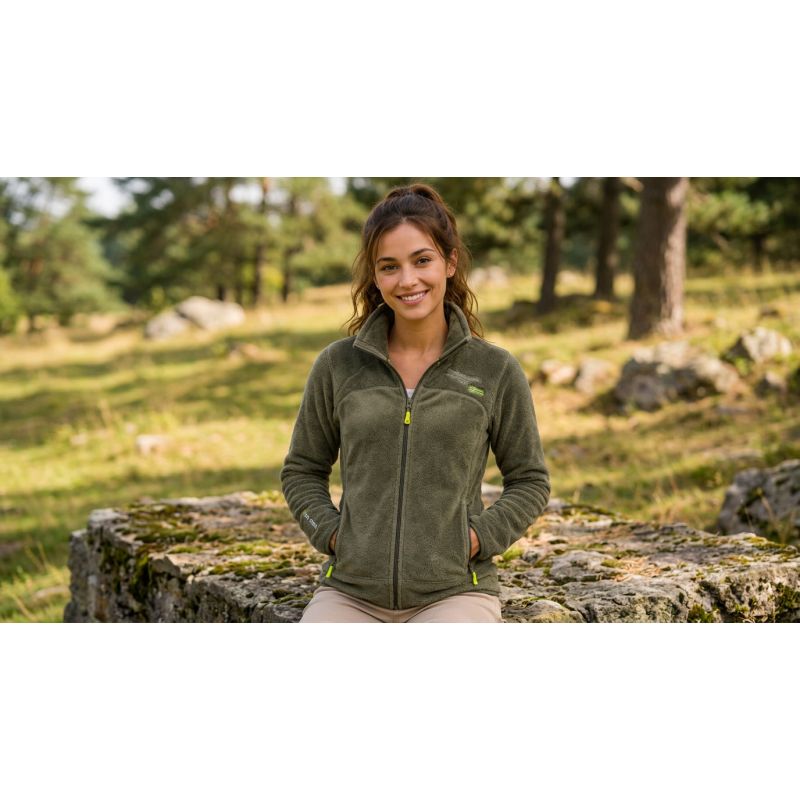 Geographical Norway Women’s Fleece Jacket UPALINE OLIVE DB LADY 047-1 (WZ4071F/GN-OLIVE)