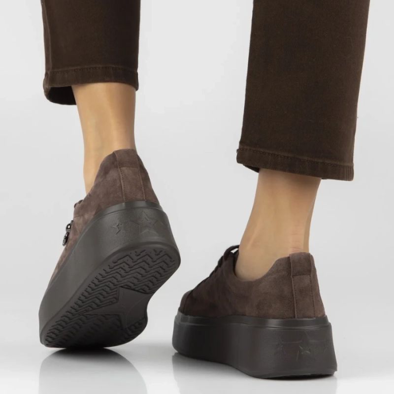 Women's brown leather platform shoes Filippo 6246