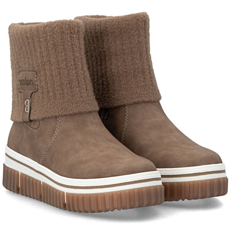 Brown women's ankle boots with a sock, Rieker Y6350-24