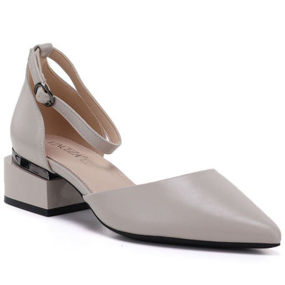 Women's beige block heel pumps with strap Vinceza 62278 Vinceza