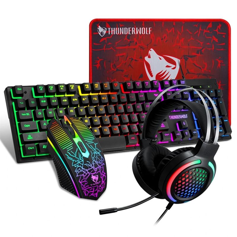 Extralink Gaming Set TF400 4in1 | Keyboard + mouse + headphones + mousepad | LED backlight Gaming PC/Klawiaturowe zestawy z myszą Your Sports Performance