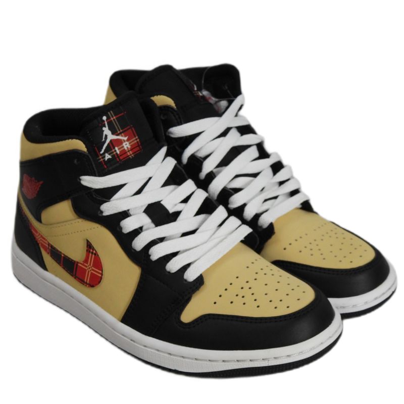 Original Air Jordan 1 Mid Tartan Swoosh Men's Sneakers - DZ5329-001 AIR Jordan