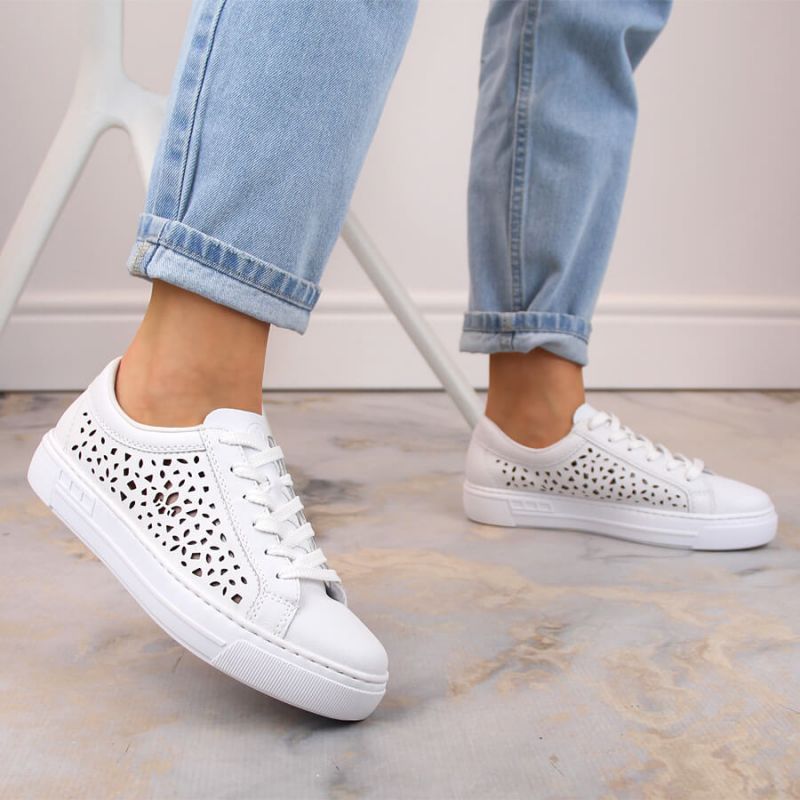 Rieker W RKR641 leather comfort shoes white
