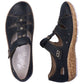 Women's leather openwork shoes, comfortable, with Velcro, black, Rieker 44852-14 Rieker
