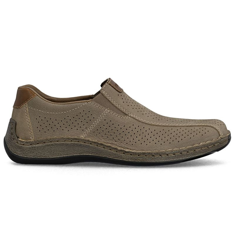 Men's leather openwork slip-on shoes, brown, Rieker 05272-64 To be categorized Your Sports Performance
