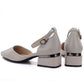 Women's beige block heel pumps with strap Vinceza 62278 Vinceza