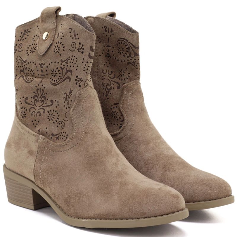 Women’s Beige Perforated Ankle Boots M.Daszyński MR2353-23