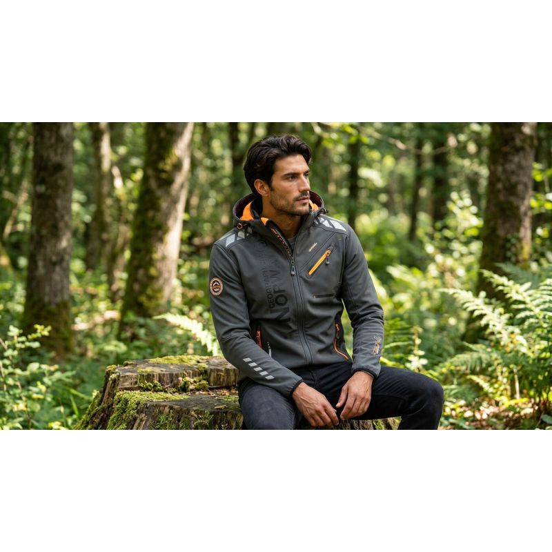 Men’s Softshell Jacket Geographical Norway ROYAUTE MEN ASS A BS2 056 (WT1804H/GN-DARK GREY / ORANGE)