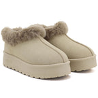 Women's beige Big Star snow boots with fur on the platform UU274204
