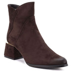 Women's high-heeled suede ankle boots in chocolate Potocki SZ12875
