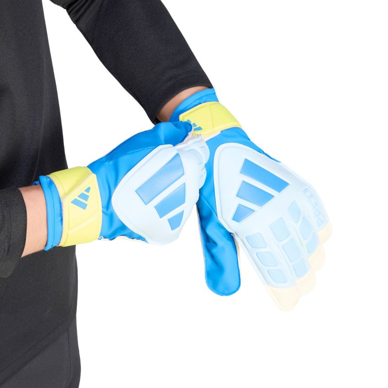 adidas Predator Training Goalkeeper Gloves White, Yellow, and Blue KA7786