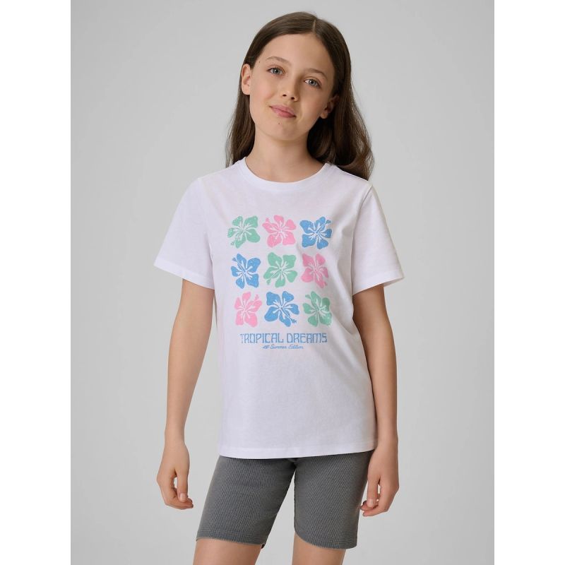 Girls' cotton T-shirt 4F 4FJRSS26TTSHF3982-11S
