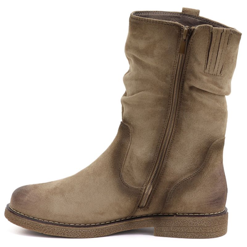 Women's insulated ankle boots with a ruffled upper, beige M.Daszyńskie SA296-5
