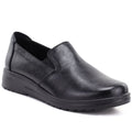 Women's leather slip-on wedge shoes, black, Potocki JE19505