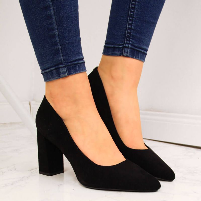 Sergio Leone W SK316A Suede Pumps on the Block Heel in Black