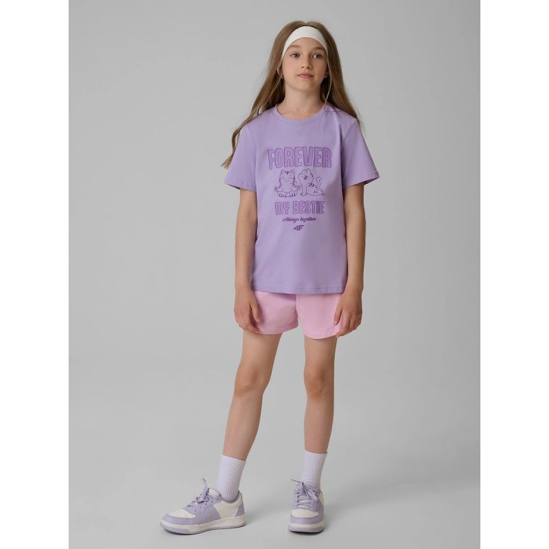 Girls' regular printed T-shirt 4F 4FJRAW26TTSHF4240-52S