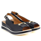 Women's leather wedge sandals black Artiker 58C0086 Artiker