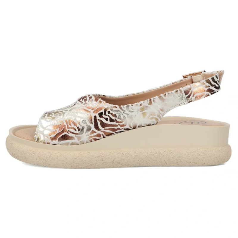 Women's leather wedge sandals, gold, Filippo DS7581
