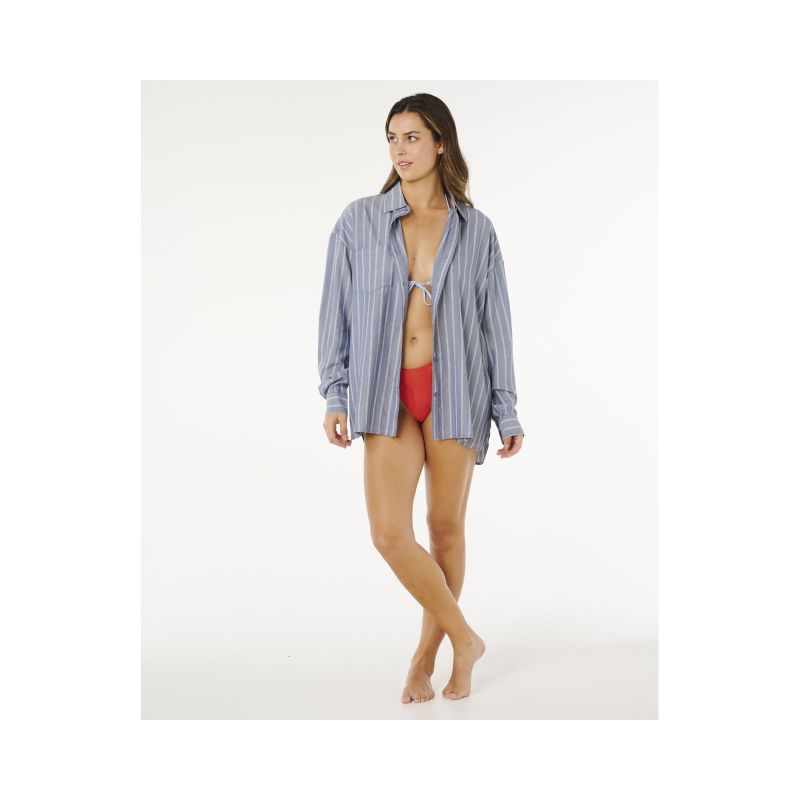 RIP CURL Women's Beach Days Pinstripe Shirt Blue