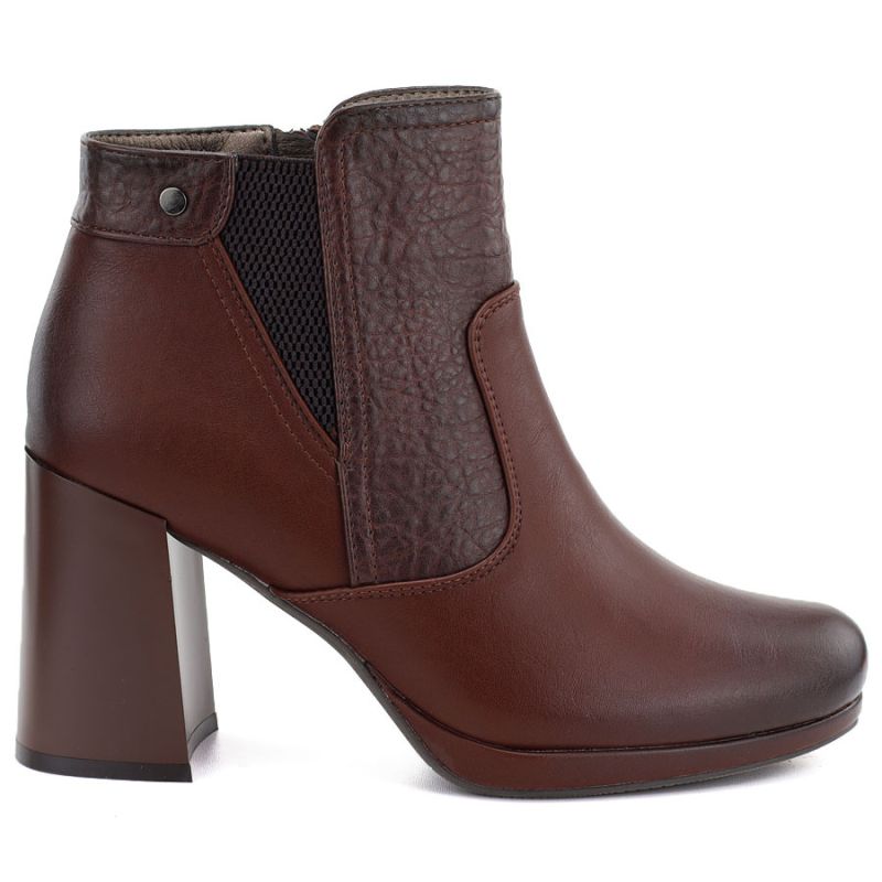 Women's ankle boots with a block heel and platform, insulated, dark brown, M.Daszyński AF125B-1