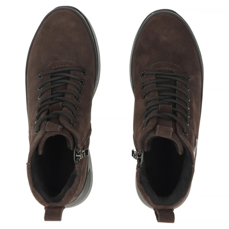 Women's leather suede ankle boots on a dark brown platform Filippo DBT4215