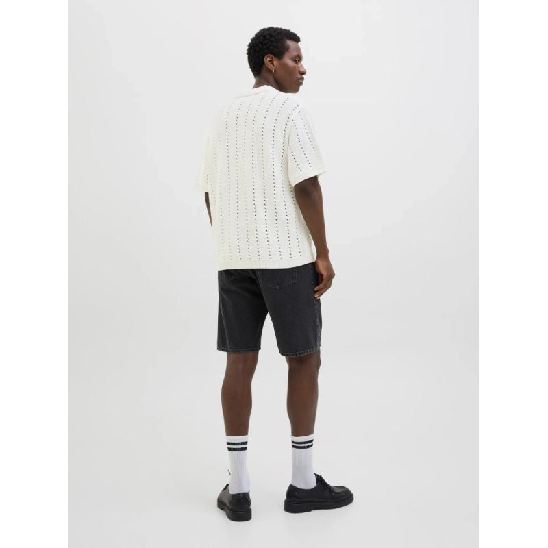 Jack&Jones men's T-shirt JORPAROS KNIT ESTER SS CROCHET POLO 12272562 SEA SALT Jack&Jones