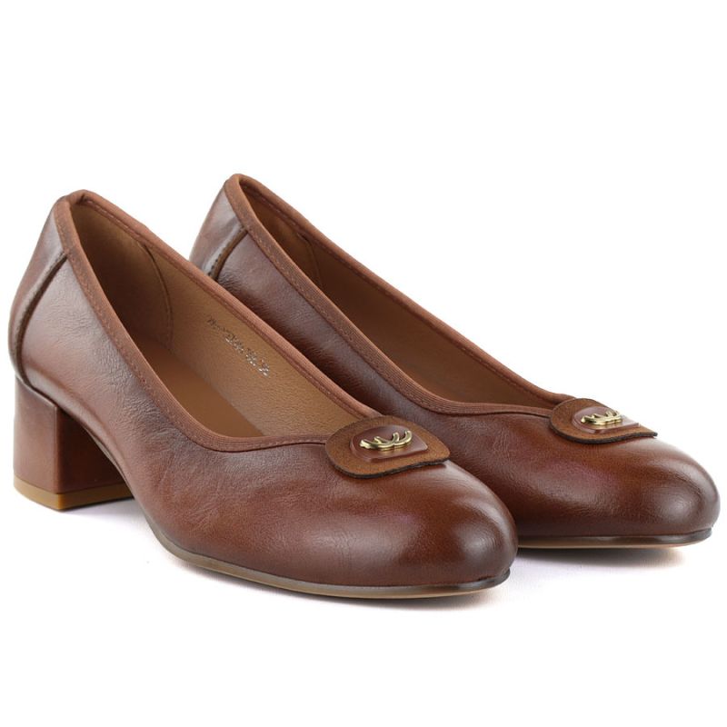 Women's pumps, brown block heels, Potocki SZ12788 To be categorized Your Sports Performance